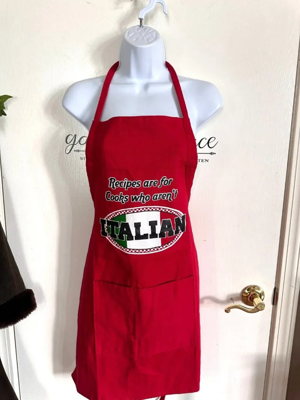 Vintage Red Italia Kitchen Apron Funny Italian Cooking Grilling Chef Apron